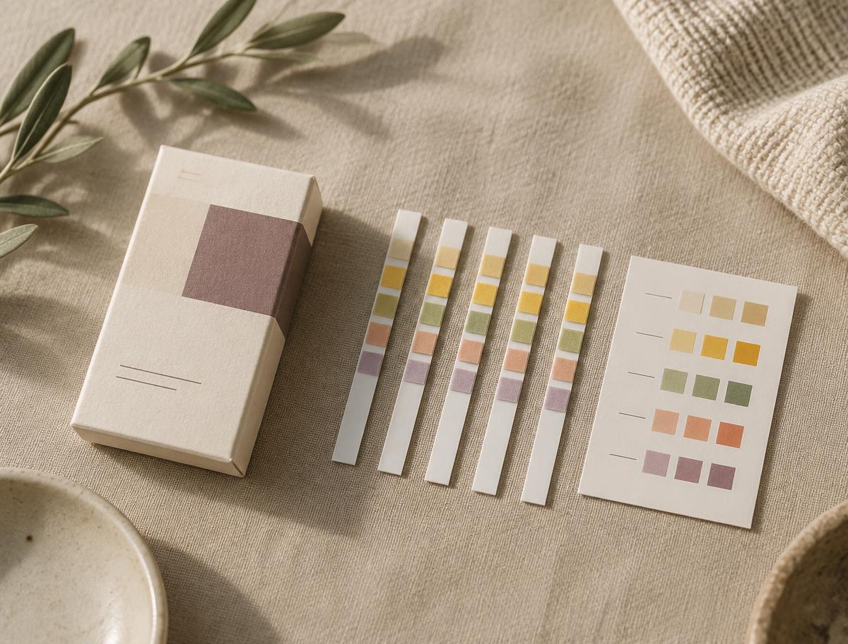 MamaLabs box with test strips and color reference card